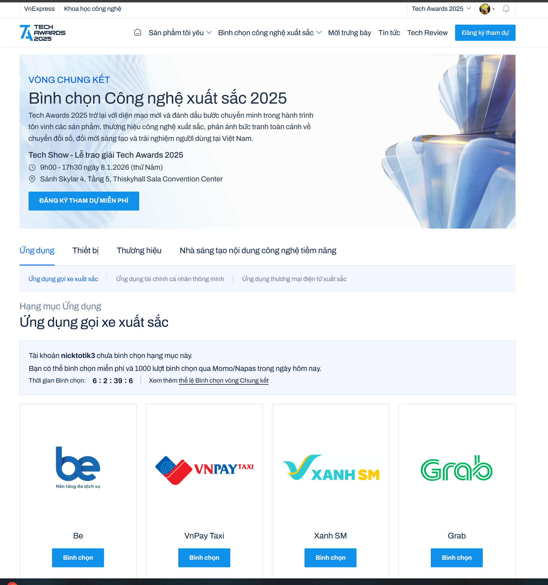 Dịch vụ Tăng Vote Tech Awards 2025 VnExpress - Khẳng Định Vị Thế Công Nghệ Đỉnh Cao
