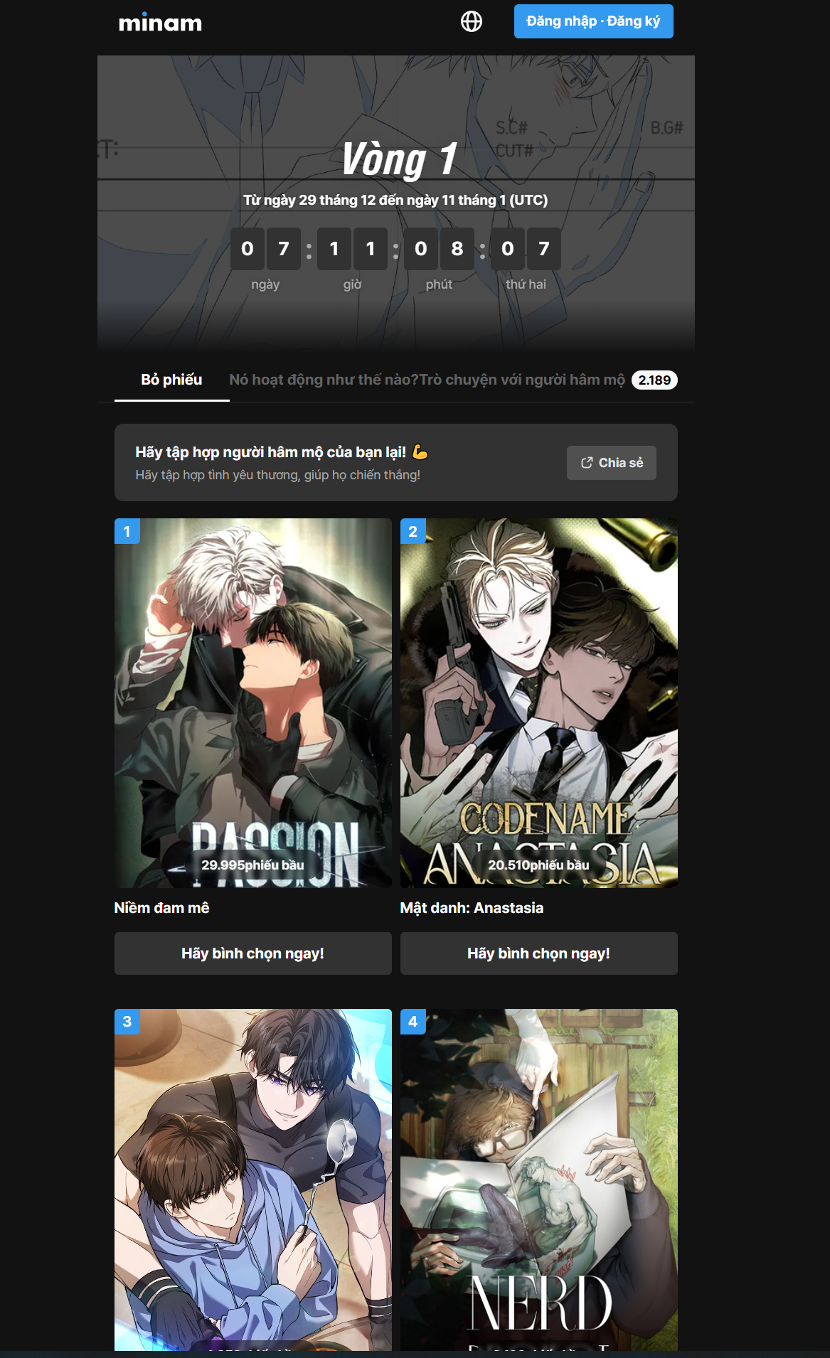 Dịch vụ Tăng Vote Minam.co - Đưa Lên Đỉnh Vinh Quang Anime 2026